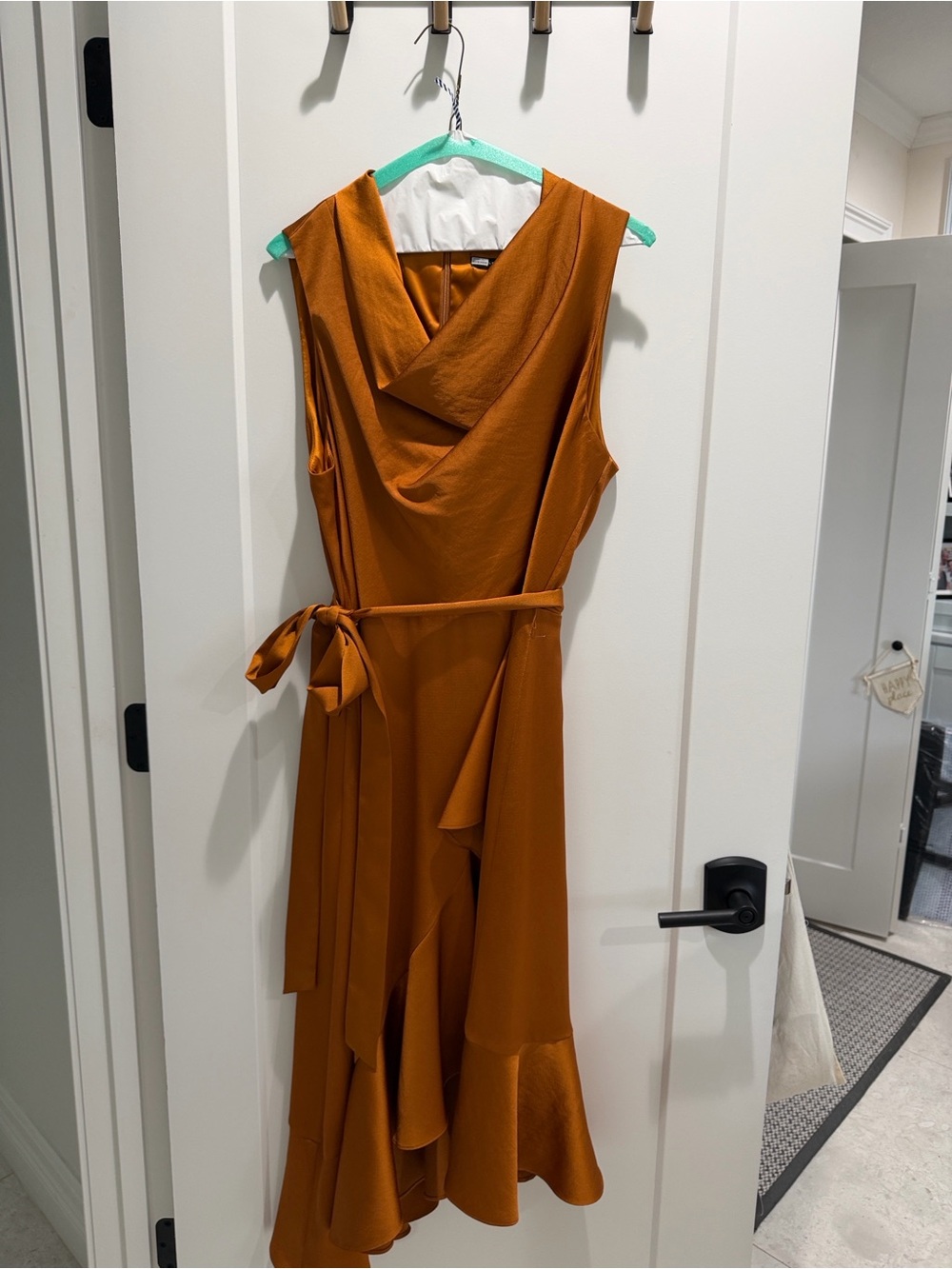 Alex Marie Rust Orange Asymmetrical Ruffle Dress - Picture 2 of 3